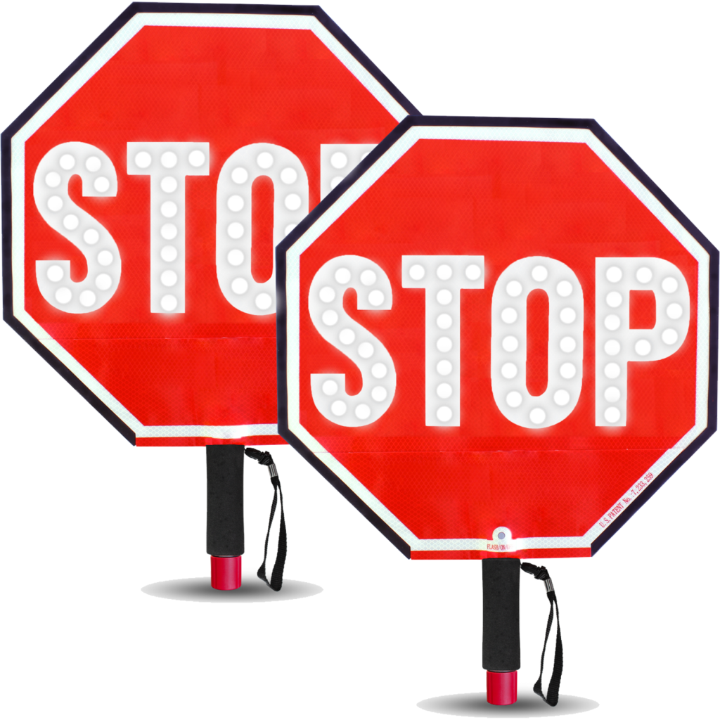 12" LED Flashing STOP-STOP Handheld Paddle Sign