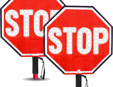 12" LED Flashing STOP-STOP Handheld Paddle Sign