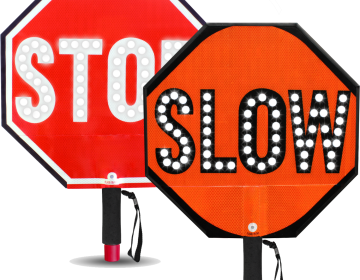 18" LED Flashing STOP-SLOW Handheld Paddle Sign