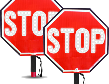 18" LED Flashing STOP-STOP Handheld Paddle Sign