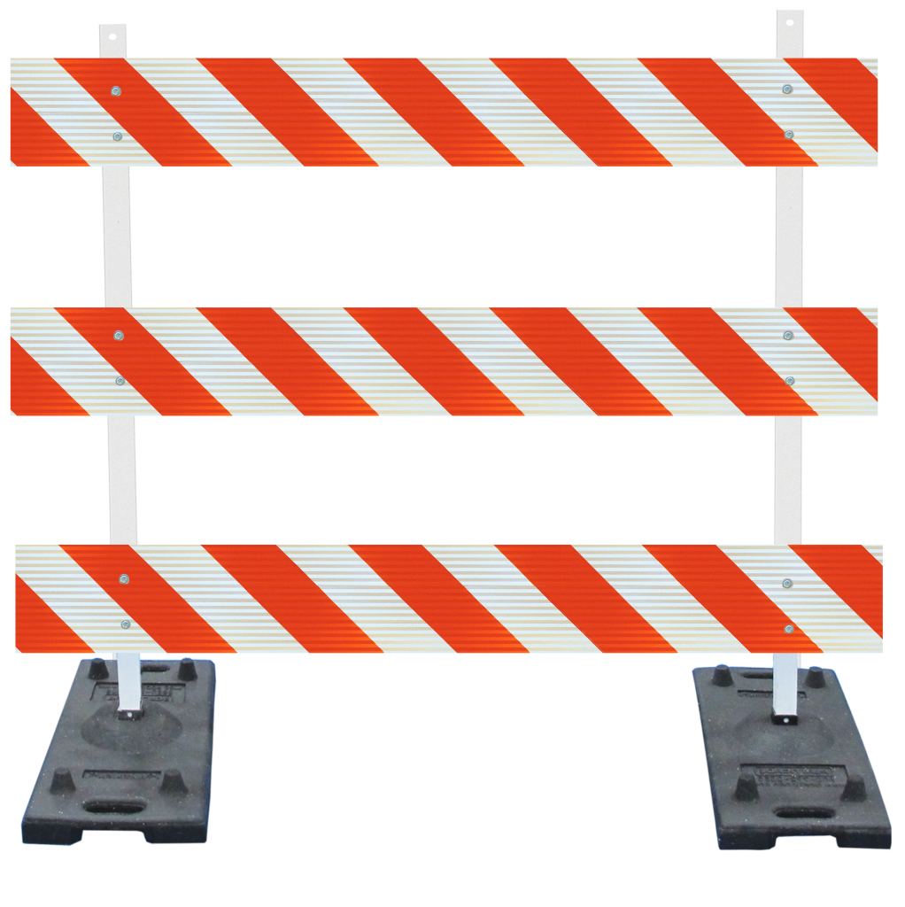 Power Post™ Type III Barricade Kit (Rubber Base) - 6' Boards