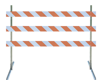 Type III Barricade Kit (Angle Iron Feet & Steel Uprights) - 10' Boards