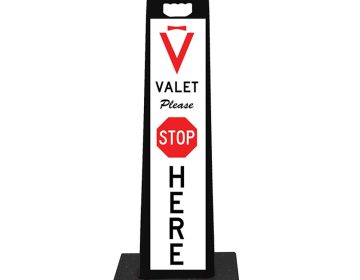 Vertical Panel 45" Valet Parking Sign (STOP HERE) - White