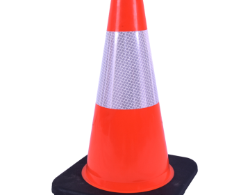 18" Orange Traffic Cone (Black Base) (6" Reflective Collar) - 3 lbs