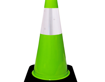 18" Lime Green Traffic Cone (Black Base) (6" Reflective Collar) - 3 lbs