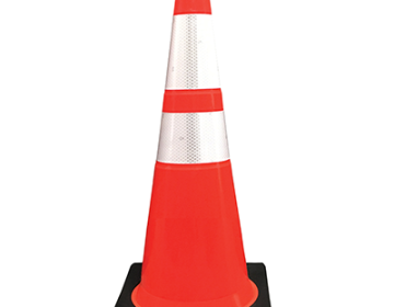 28" Orange Traffic Cone (Black Base) (4" & 6" Reflective Collars) - 10 lbs