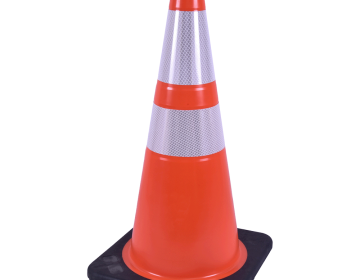 28" Orange Traffic Cone (Black Base) (4" & 6" Reflective Collars) - 7 lbs