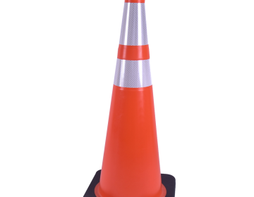 36" Orange Traffic Cone (Black Base) (4" & 6" Reflective Collars) - 10 lbs