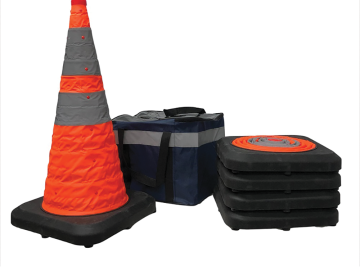 28" Collapsible Pop-Up Cones with Lights - 5 Pack with Bag