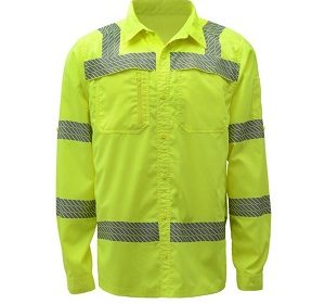Class 3 Lightweight Rip Stop Button Down Shirt - Lime