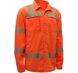 Class 3 Lightweight Rip Stop Button Down Shirt - Orange