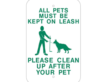 Aluminum All Pets Must Be On A Leash Sign