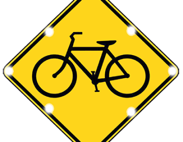 Solar-Powered Flashing LED Bicycle Crossing Sign