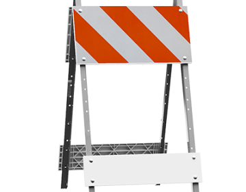 Combocade® Plastic & Steel Type I Barricade (12" Top, 6" Bottom) - EG Sheeting