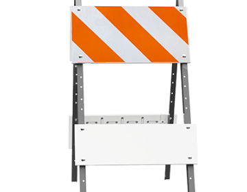 Combocade® Plastic & Steel Type I Barricade (12" Top, 8" Bottom) - HIP Sheeting