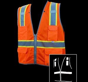 Class 2 Orange Mesh Reflective Bias Trim Safety Vest - 15 Count