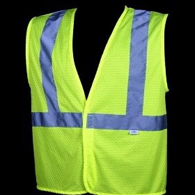 Class 2 Lime - Mesh Yellow Safety Vest - 25 Count
