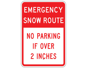 Aluminum Emergency Snow Route Sign 18" x 24"