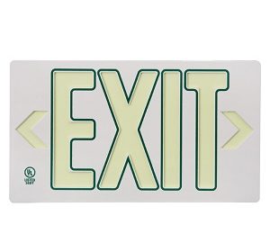 Glo Brite Double Sided Eco White Exit Sign (PF50) Blue Outline