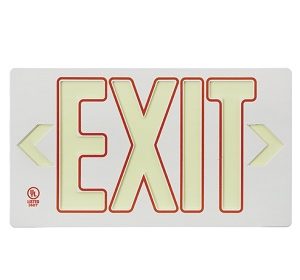 Glo Brite Double Sided Eco White Exit Sign (PF50) Red Outline