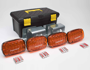 Foxfire Portable Magnetic LED Signal Light & Traffic Cone Bracket 4-Pack Amber