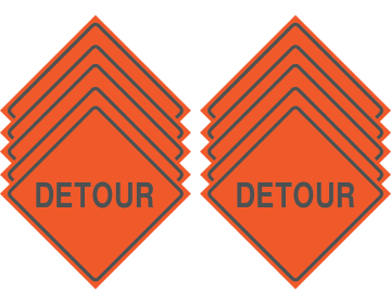 Reflective Water-Resistant DETOUR Polyboard Construction Sign (Pack of 10)