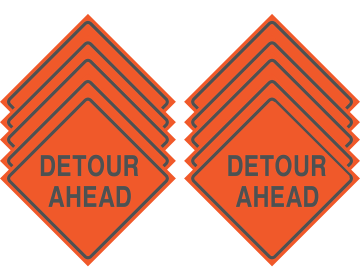 Reflective Water-Resistant DETOUR AHEAD Polyboard Construction Sign (Pack of 10)