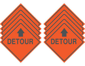 Reflective Water-Resistant DETOUR STRAIGHT ARROW Polyboard Construction Sign (Pack of 10)