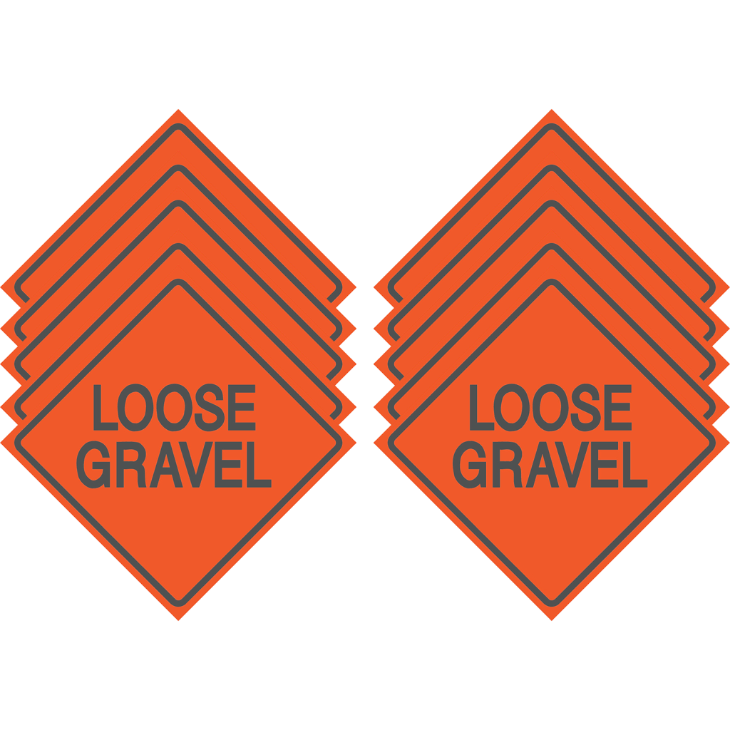 Reflective Water-Resistant LOOSE GRAVEL Polyboard Construction Sign (Pack of 10)