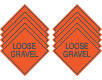 Reflective Water-Resistant LOOSE GRAVEL Polyboard Construction Sign (Pack of 10)