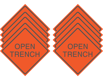 Reflective Water-Resistant OPEN TRENCH Polyboard Construction Sign (Pack of 10)