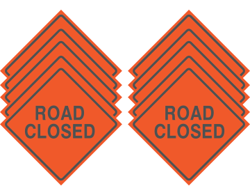 Reflective Water-Resistant ROAD CLOSED Polyboard Construction Sign (Pack of 10)