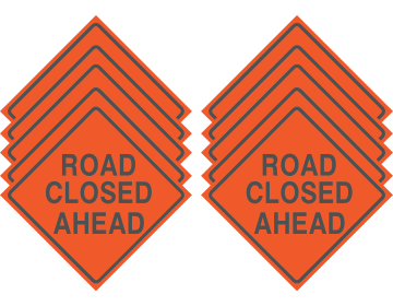 Reflective Water-Resistant ROAD CLOSED AHEAD Polyboard Construction Sign (Pack of 10)