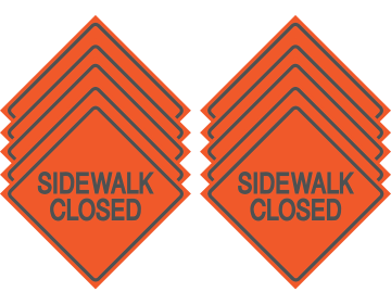 Reflective Water-Resistant SIDEWALK CLOSED Polyboard Construction Sign (Pack of 10)