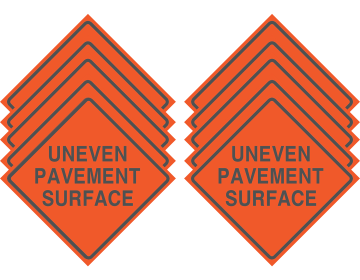 Reflective Water-Resistant UNEVEN PAVEMENT SURFACE Polyboard Construction Sign (Pack of 10)