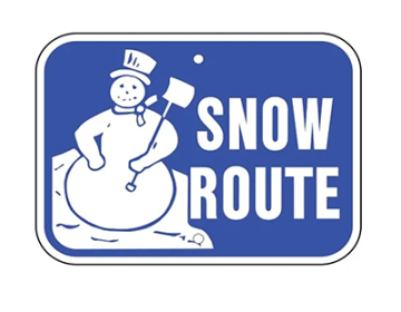 Aluminum Snow Route Sign 12" x 9"