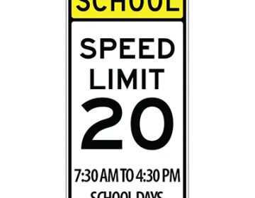 Aluminum Speed Limit 20 School Days Sign (S5-1)