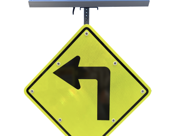 Economy Solar-Powered Flashing LEFT TURN AHEAD Sign