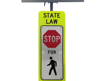 Economy Solar-Powered Flashing STOP FOR PEDESTRIAN Sign