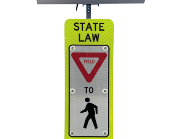 Economy Solar-Powered Flashing YIELD FOR PEDESTRIAN Sign