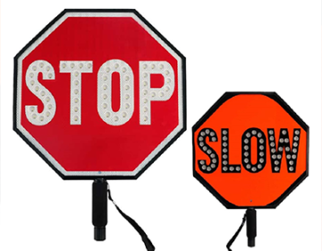 Economy 24" LED Flashing STOP-SLOW Handheld Paddle Sign (DG)