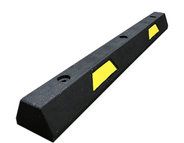 4' Rubber Car Parking Stop - Yellow Stripe