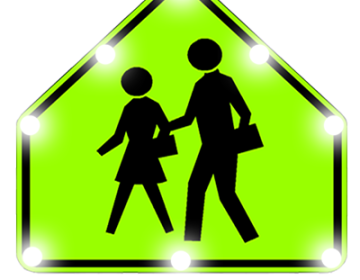 Solar-Powered Flashing LED School Zone Crossing Sign