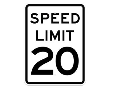Aluminum SPEED LIMIT 20 Sign (R2-1)