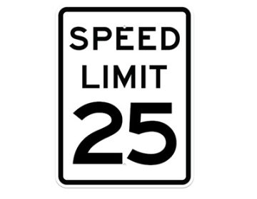 Aluminum SPEED LIMIT 25 Sign (R2-1)