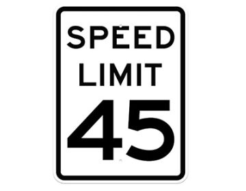 Aluminum SPEED LIMIT 45 Sign (R2-1)