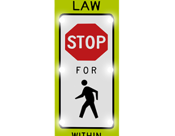 Solar-Powered Flashing LED State Law Stop for Pedestrian Crosswalk Sign