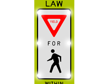 Solar-Powered Flashing LED State Law Yield for Pedestrian Crosswalk Sign