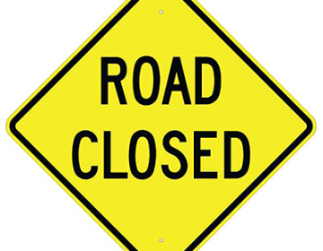 Aluminum Yellow Road Closed Sign (W5)