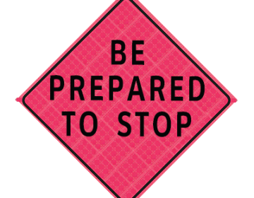36" Reflective Pink Vinyl Roll-Up Sign